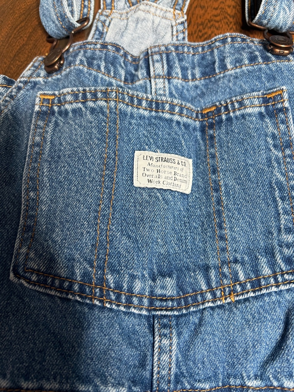 Levi’s Premium Denim Jean Dark Wash Straight Leg Overalls Womens Size XS - Picture 2 of 6
